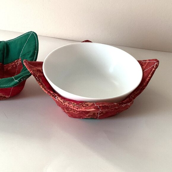 Handmade Christmas Soup / Ice-cream Hot Cold Bowl Cozies Cozy Holder Reversable - Picture 2 of 6